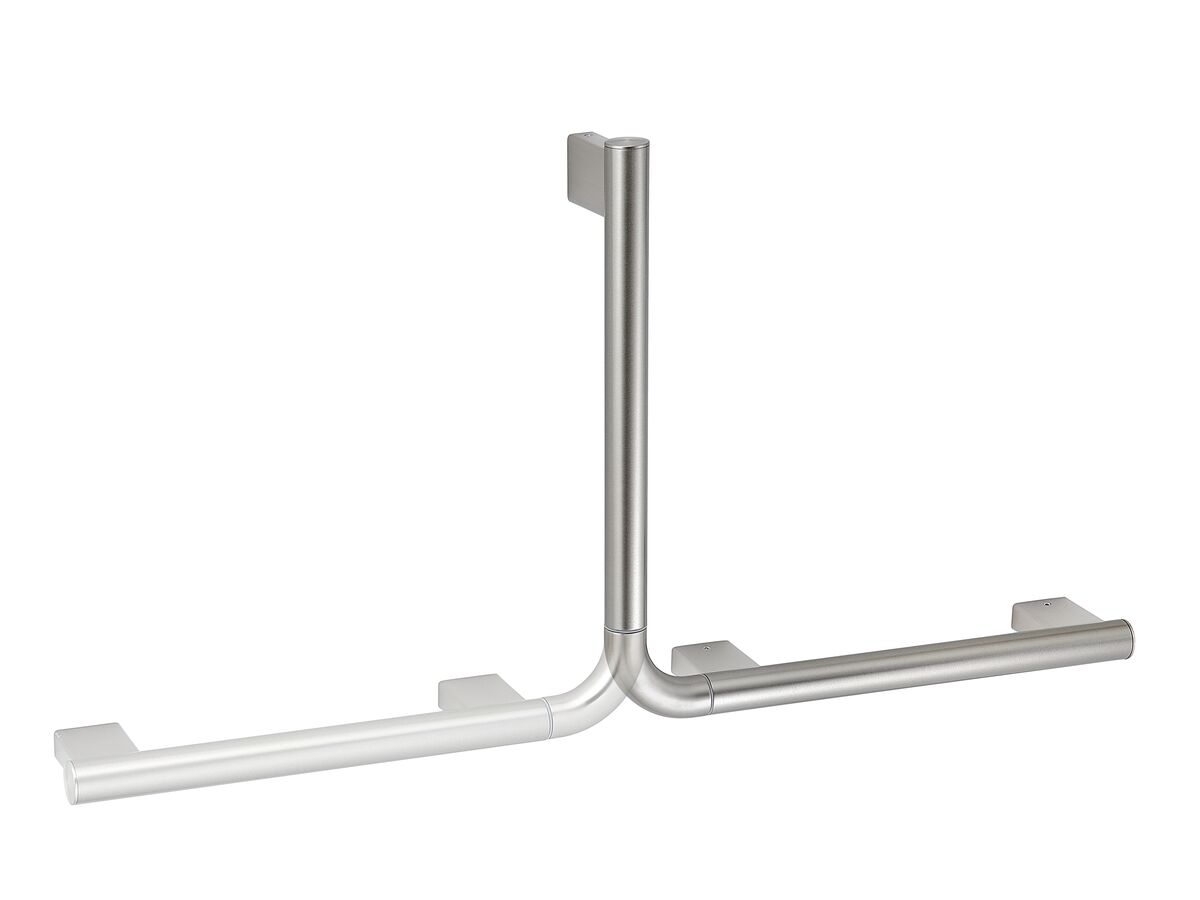 Hero - Mizu Drift Assisted Living 300 x 400mm 90 Degree Angled Grab Rail Brushed Chrome