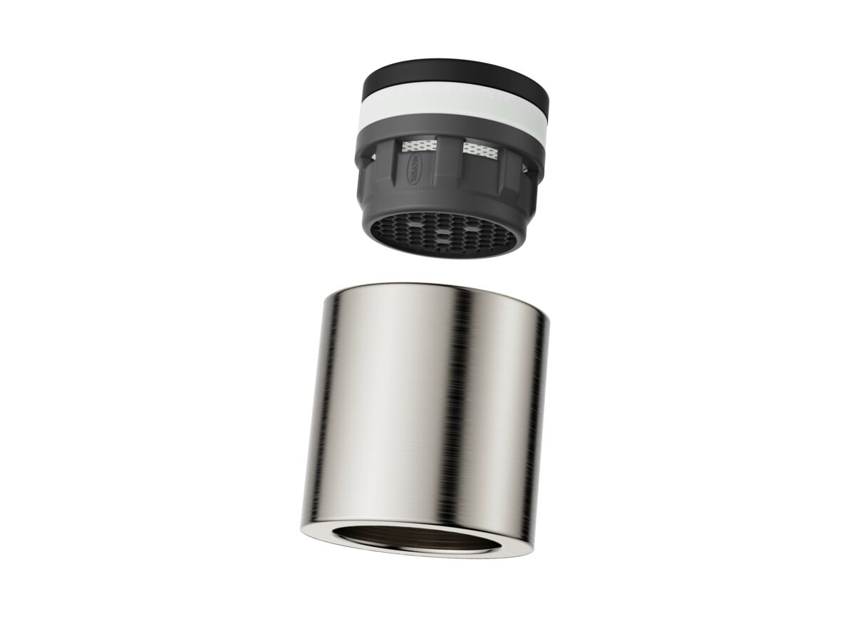 Supporting Image - Posh Bristol Pin Gooseneck Sink Mixer Tap Brushed Nickel (4 Star) Lead Free - Aerator