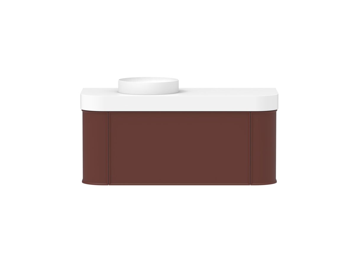 Hero - Kado Era Double Curve All Drawer 1200mm Wall Hung Vanity Left Hand Basin 90mm Durasein Top Red Marble