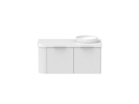 Supporting Image - Kado Neue Fluted Single Curve All Drawer 1050mm Wall Hung Vanity with Right Hand Basin Durasein 50mm Top Ultra White