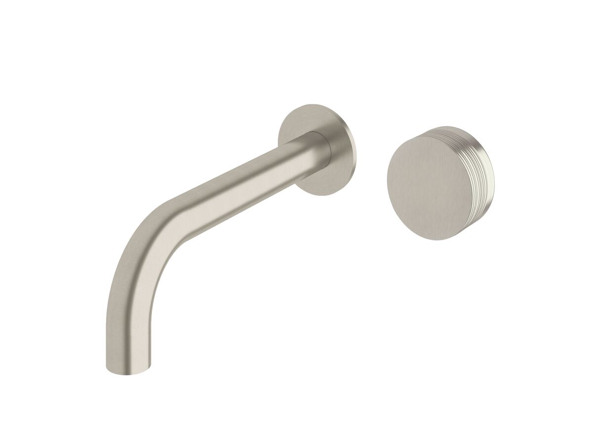 Sussex Pure Progressive Wall Basin Mixer Tap System 250mm with Cirque Textured Handle PVD Brushed Nickel (3 Star)
