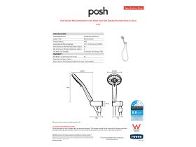 Specification Sheet - Posh Bristol MK2 Handshower with Water Inlet Wall Bracket Brushed Nickel (3 Star)