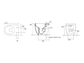 AXA Uno Rimless Back to Wall Pan (4 Star)