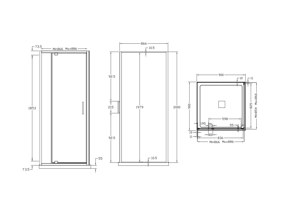 Base MKII Shower System with Centre Outlet 900mm x 900mm White & Chrome