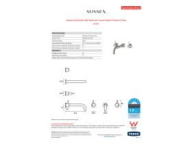 Specification Sheet - Sussex Scala 25mm Wall Basin Set Curved 250mm Chrome (6 Star)