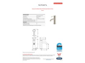 Specification Sheet - Sussex Oria Basin Mixer PVD Brushed Nickel (5 Star)