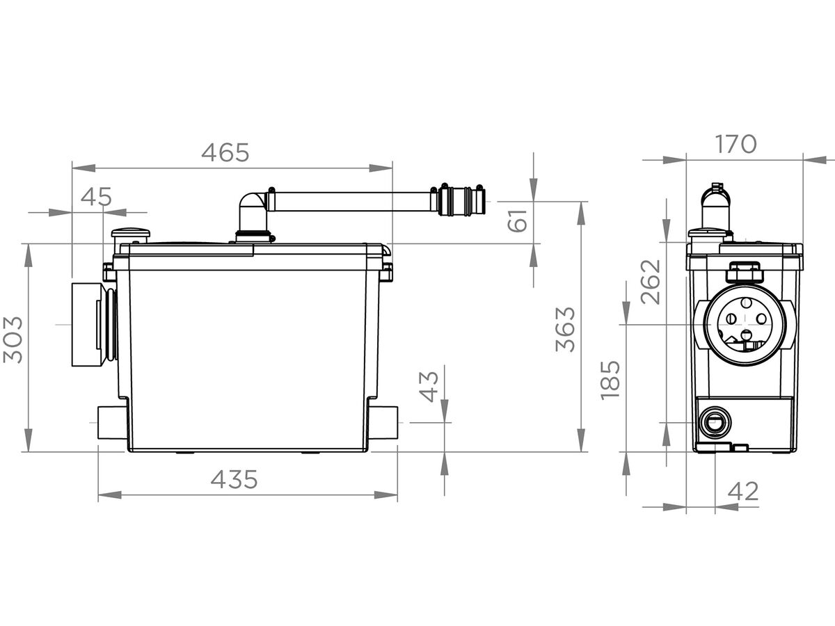Saniflo Macerator Sanipack Wall Hung WC/Basin/Shower