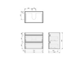 Technical Drawing - Posh Domaine Twin 750 Wall Hung Cherry Pie