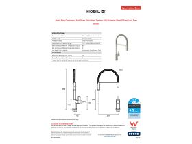 Specification Sheet - Nobili Flag Gooseneck Pull Down Sink Mixer Tap Inox 316 Stainless Steel (5 Star) Lead Free