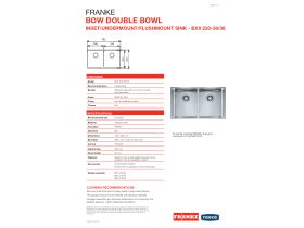Technical Guide - Franke Bow BXX220-36 Double Bowl Inset/Undermount/Flushmount Sink Pack Stainless Stee