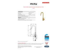 Specification Sheet - Mizu Drift MK2 Gooseneck Sink Mixer Tap Brushed Gold (4 Star)