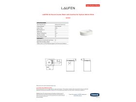Specification Sheet - LAUFEN Val Round Counter Basin with Overflow No Taphole 500mm White