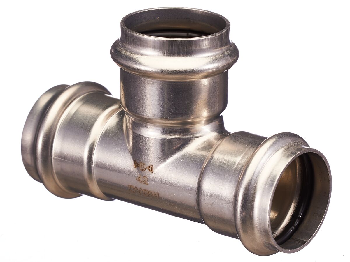 >B< Press Stainless Steel Equal Tee 42mm