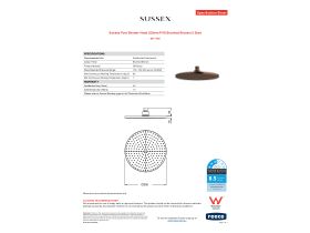 Specification Sheet - Sussex Pure Shower Head 250mm PVD Brushed Bronze (3 Star)