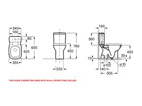 Roca Debba Close Coupled Toilet Suite S Trap Bottom Inlet with Soft Close Quick Release Seat White (4 Star)