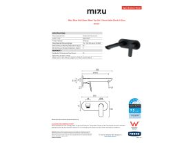 Specification Sheet - Mizu Bliss Wall Basin Mixer Tap Set 210mm Matte Black (4 Star)