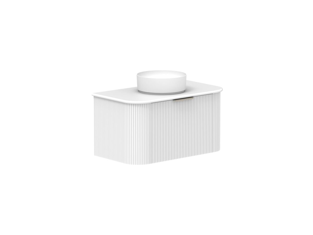 Supporting Image 2- Kado Neue Fluted Double Curve All Drawer 900 Wall Hung Vanity with Centre Basin 20mm Ultra White