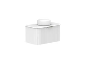 Supporting Image 2- Kado Neue Fluted Double Curve All Drawer 900 Wall Hung Vanity with Centre Basin 20mm Ultra White