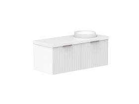Supporting Image 2- Kado Neue Fluted Square All Drawer 1200mm Wall Hung Vanity with Right Hand Basin 50mm Top Ultra White