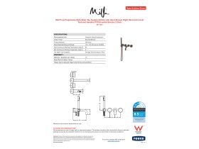 Specification Sheet - Milli Pure Progressive Bath Mixer Tap System 200mm with Hand Shower Right Hand and Linear Textured Handles PVD Brushed Bronze (3 Star)