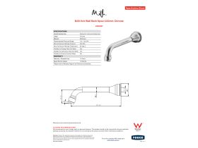 Specification Sheet - Milli Voir Wall Bath Spout 220mm Chrome