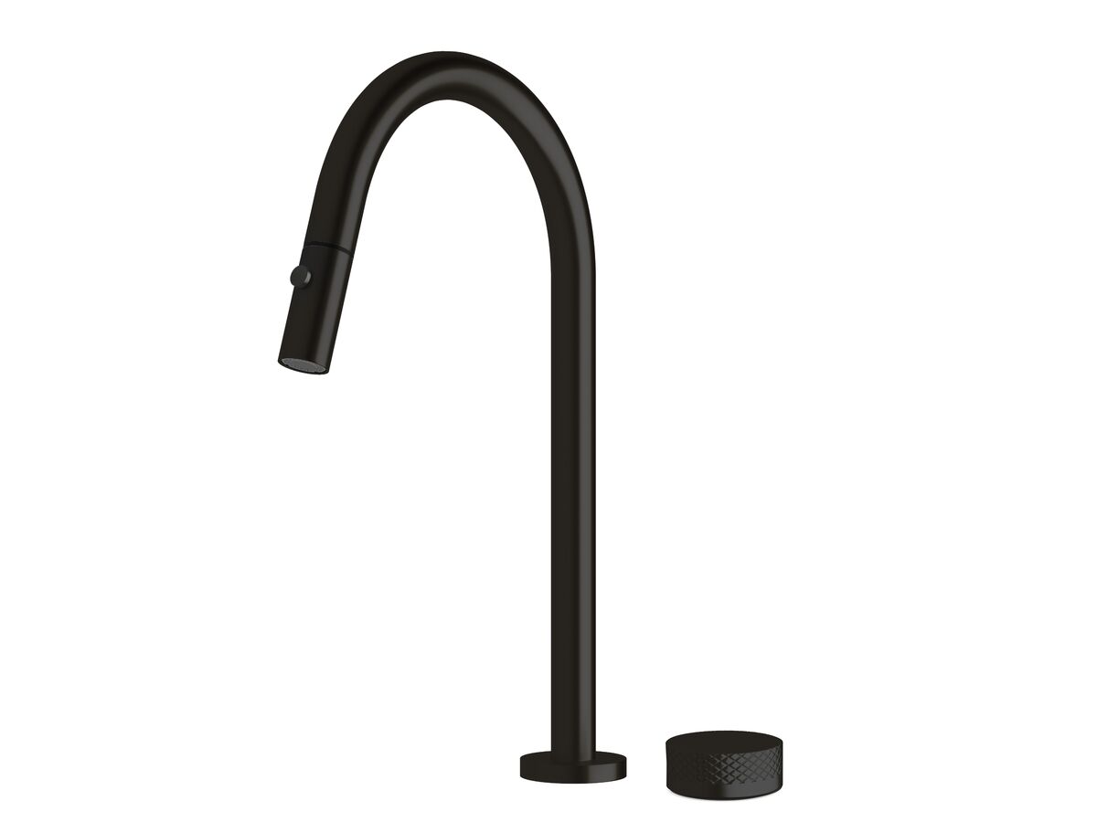 Sussex Pure Progressive Sink Mixer Tap Set with Pull Out Spray and Diamond Textured Handle PVD Matte Black (4 Star)