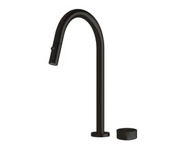 Sussex Pure Progressive Sink Mixer Tap Set with Pull Out Spray and Diamond Textured Handle PVD Matte Black (4 Star)