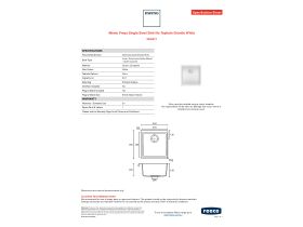 Specification Sheet - Memo Freya Single Bowl Sink No Taphole Granite White