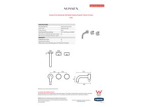 Specification Sheet - Sussex Pure Elemental Wall Bath Hostess System 160mm Chrome