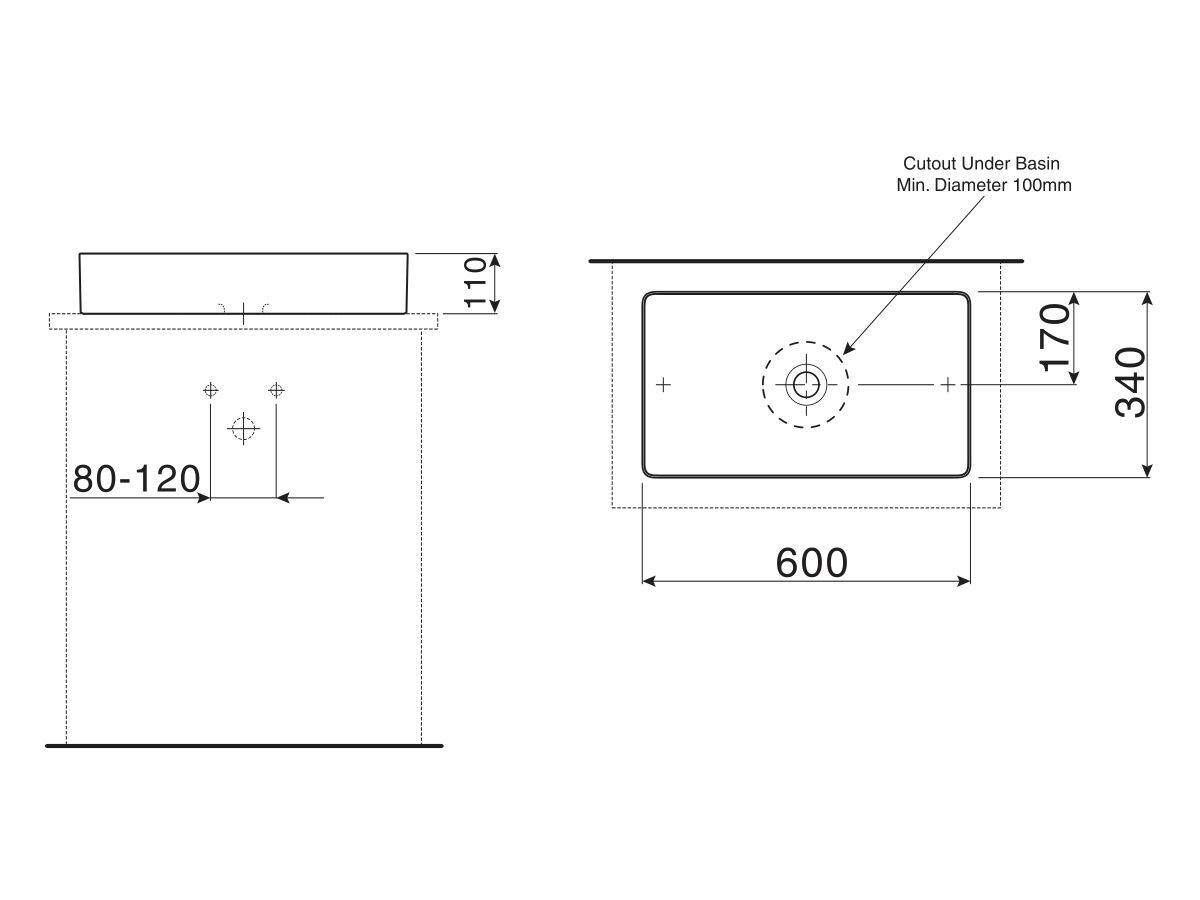 LAUFEN Living Saphirkeramik Counter Basin 600 x 340mm White