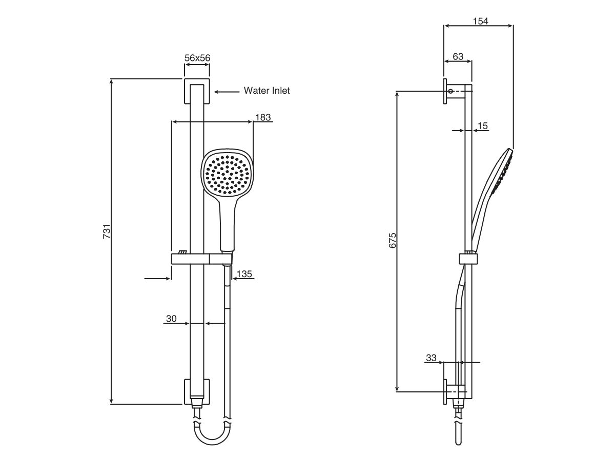 Mizu Bloc MK2 Single Waterrail Shower 1 Function