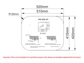 Cut Out Template - AFA Flow Single Bowl Undermount Sink No Taphole 540mm Stainless Steel