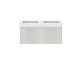 Hero - Kado Lux All Drawer 1200mm Wall Hung Vanity Double Basin 90mm - Feather Grey - Front