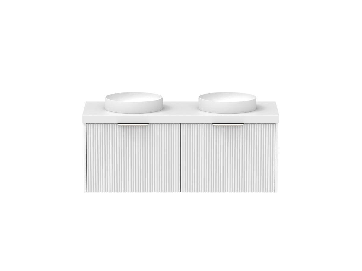 Supporting Image - Kado Neue Fluted Square 1200mm Wall Hung Vanity with Double Basin 50mm Top Ultra White