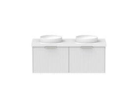 Supporting Image - Kado Neue Fluted Square 1200mm Wall Hung Vanity with Double Basin 50mm Top Ultra White