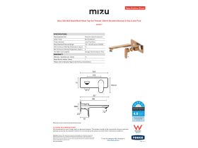 Specification Sheet - Mizu Silk Wall Basin/Bath Mixer Tap Set Trimset 188mm Brushed Bronze (6 Star) Lead Free