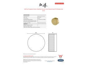Specification Sheet - Milli Pure Progressive Shower / Bath Mixer Tap with Linear Textured Handle PVD Brushed Gold
