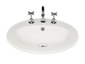 Base Vanity Basin with Overflow 3 Taphole 560 x 480 White