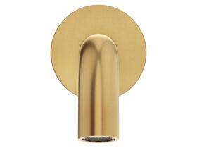 Supporting Image 2 - Mizu Drift Wall Basin/Bath Outlet Curve Spout 110mm Brushed Brass (6 Star) Lead Free - Front