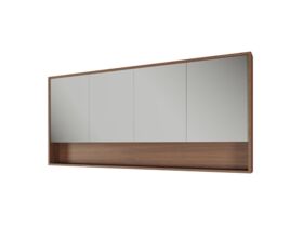 Supporting Image - Kado Aspect 1800mm Mirror Cabinet Four Doors with Shelf and Surround View - Florentine Walnut Side