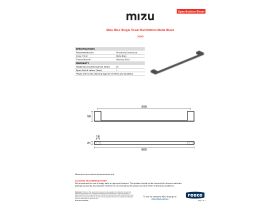Specification Sheet - Mizu Bloc Single Towel Rail 600mm Matte Black