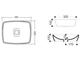 AXA H10 Rectangle Counter Basin 400 x 320mm White