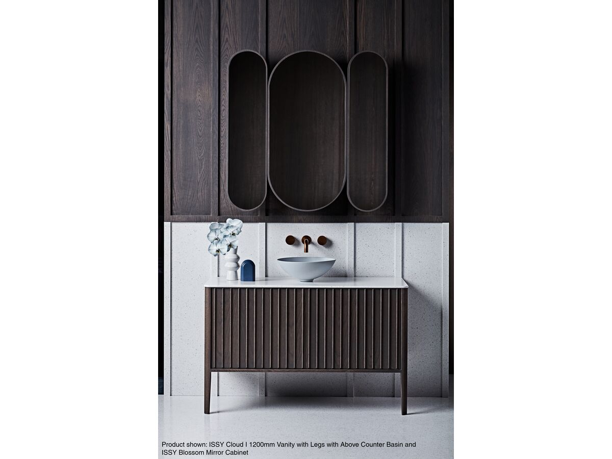 ISSY Cloud I 1200mm Vanity with Legs with Above Counter Basin and ISSY Blossom Mirror Cabinet