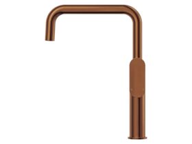 Supporting Image - Mizu Soothe MK2 Gooseneck Sink Mixer Tap Square Brushed Bronze (5 Star) Lead Free - Side