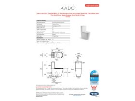 Specification Sheet - Kado Lux Close Coupled Back to Wall Rimless Plus Overheight Back Inlet Toilet Suite with Thin Soft Close Quick Release Seat White (4 Star)