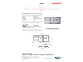 Specification Sheet - Memo Oscar Inset Right Hand 1 & 1/2 Bowl & Drainer Sink Overflow 1 Taphole