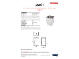 Specification Sheet - Posh Bristol Standard Laundry Trough & Cabinet 45L with 1 Taphole and Bypass Stainless Steel