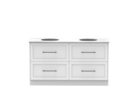 Supporting Image - Kado Lux All Drawer 1500mm Floor Mounted Vanity Double Basin 20mm - White - Front