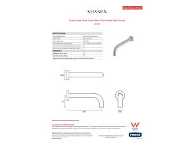 Specification Sheet - Sussex Scala 25mm Curved Bath Outlet 200mm Satin Chrome