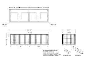 Kado Neue All-Drawer 1500 Double Bowl Wall Hung